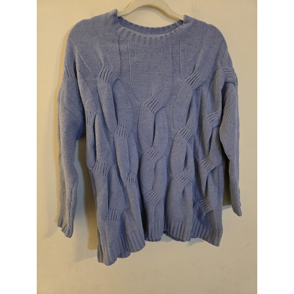 J. Jill Chenille Size Small Blue Pullover‎ Cable Knit Oversized Soft Sweater